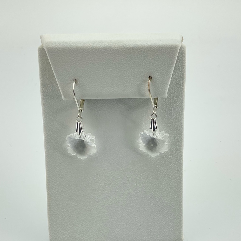 New Crystal Snowflake Earrings, Handmade, Minimalist, Winter, Faceted Glass